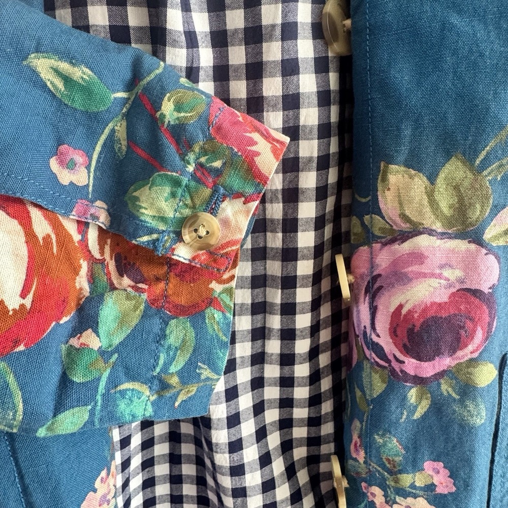Sundance Blue Floral Duster Jacket with Red & Pink Roses - Picture 8 of 10